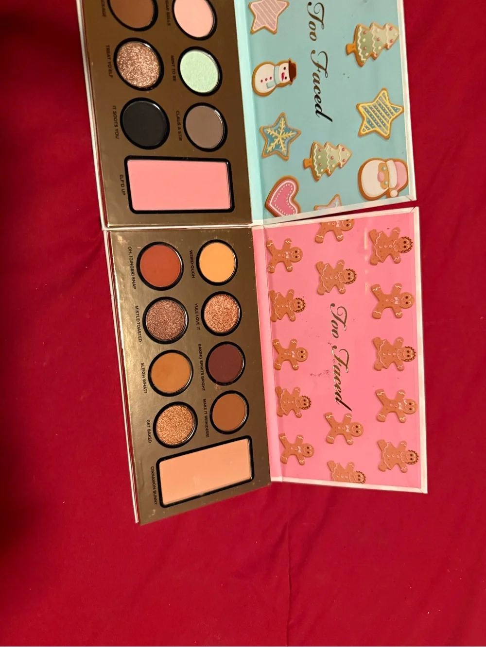 Too Faced Holiday Mini Eyeshadow Palette Set Pink, Mint & Cookie Designs new